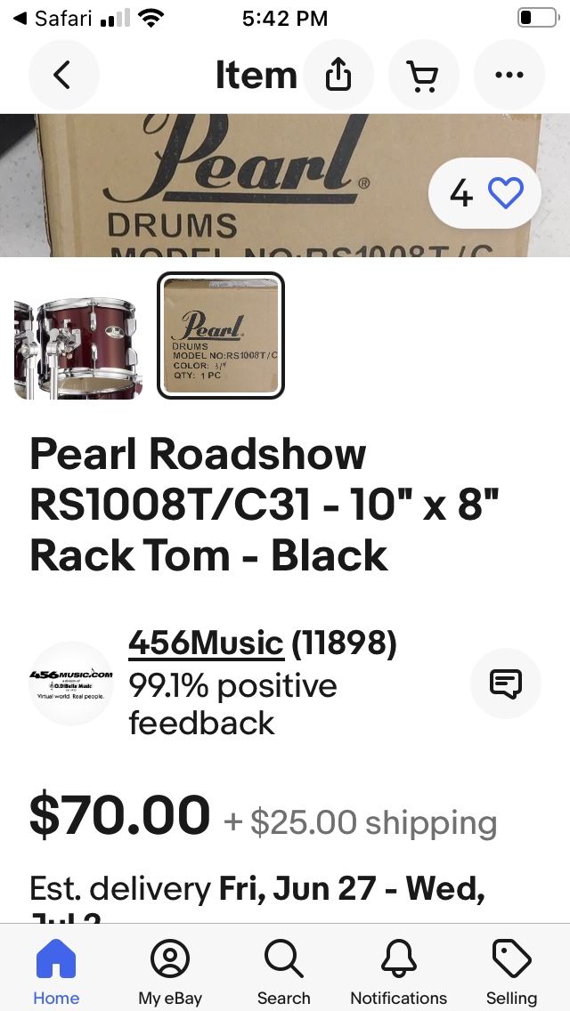 Pearl Road Show 10”Tom /wmountbrk