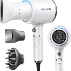 BRAND NEW IN BOX Wavytalk Ceramic Hair Dryer with Diffuser and Concentrator Professional 1875 Watt Negative Ions Dryer Fast Drying White