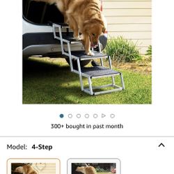 Foldable Portable Aluminum Dog  4 Steps Stair Non Slip Sutface