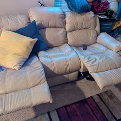 Nice Leather Couch With Two Recliners
