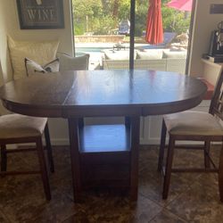 Great Cozy Wood Dinette With 4 Fabric Chairs