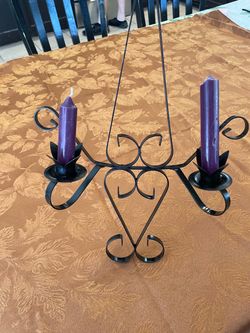 Black Wrought Iron 2-Arm Candle Chandelier