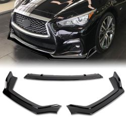 For 2018-2021 Infiniti Q50 Sport Painted Black Front Bumper Body Spoiler Lip Kit -(2-PU-511-PBK