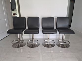 Barstools Brushed Stainless Steel Adjustable Height Swivel High Back Stool