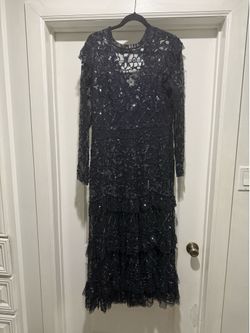 Mac Duggal Navy Blue Sequin Gown