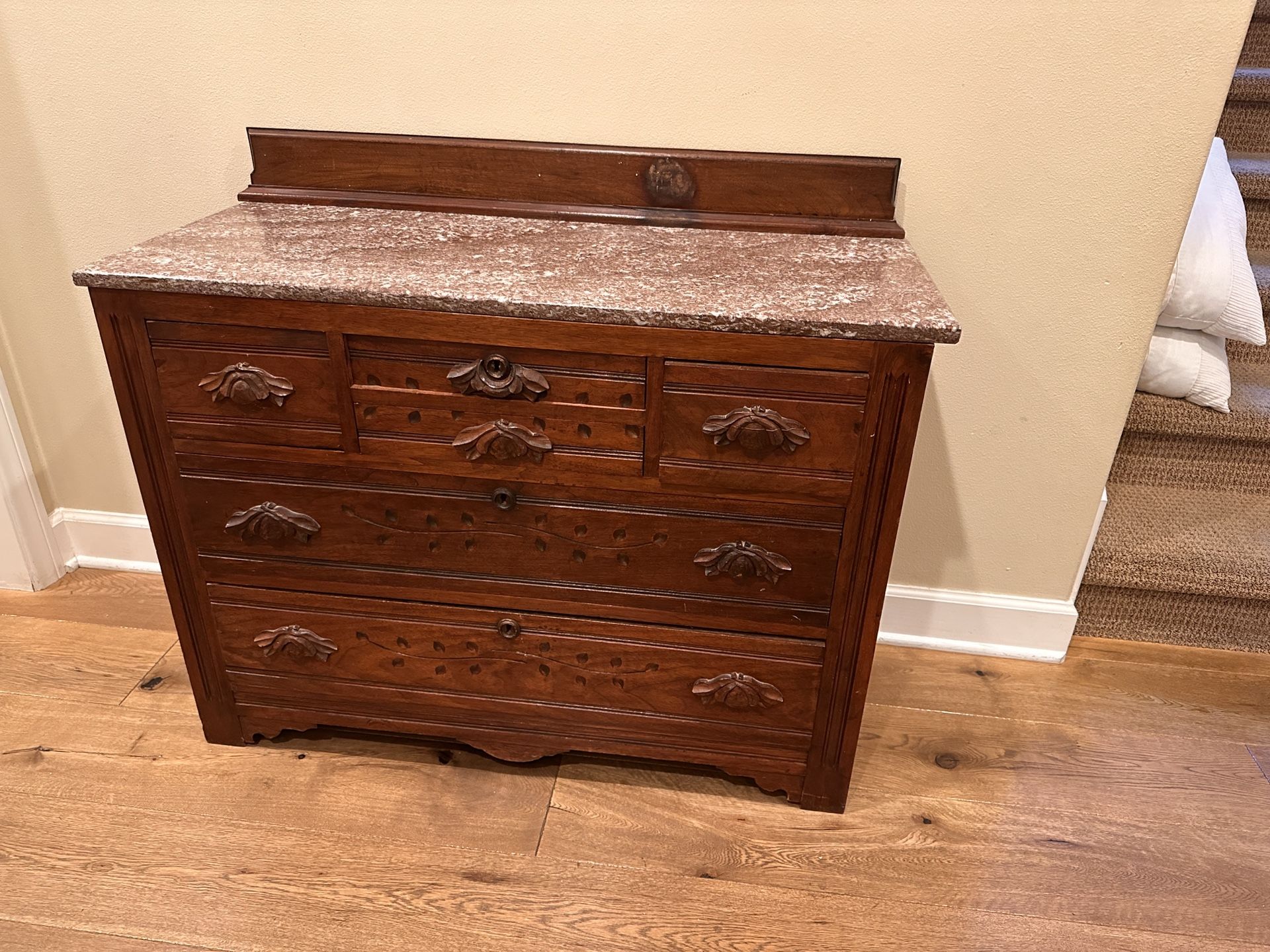 Antique Sideboard/Cabinet, Marble Top