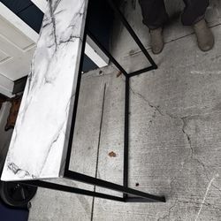 Metal Side Table With Faux Marble Top