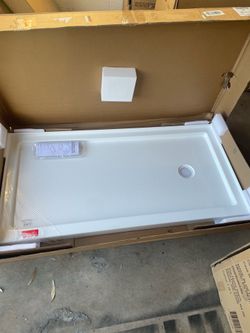 DreamLine SlimLine 30-in W x 60-in L Right White Double Threshold Rectangle Corner Shower Pan Base with 2.75-in H Threshold