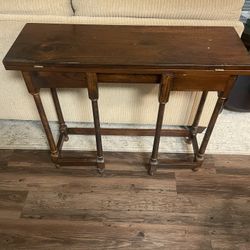 Folding Wood Console Table – Solid & Vintage Style – Priced to Sell!