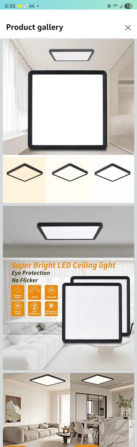 Bright Future Lighting
Square Led Flush Mount Ceiling Light,20 Inch 40w 4520lm led Light 3000k,4000k,6000k CCT Sel