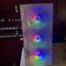 white gaming PC featuring a Montech case based "MONTECH" branding and "SMART 430W