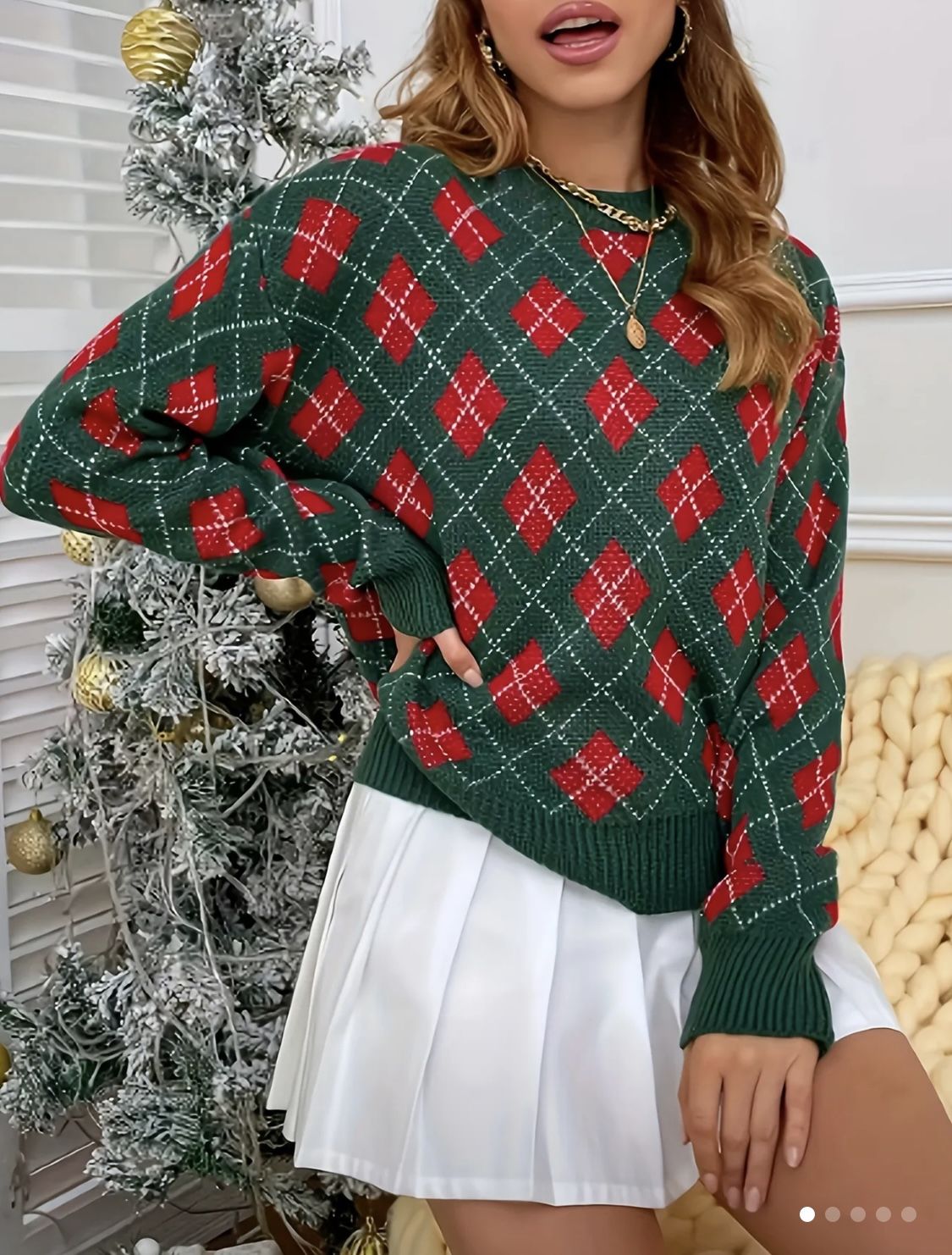 Plaid Crewneck Sweater