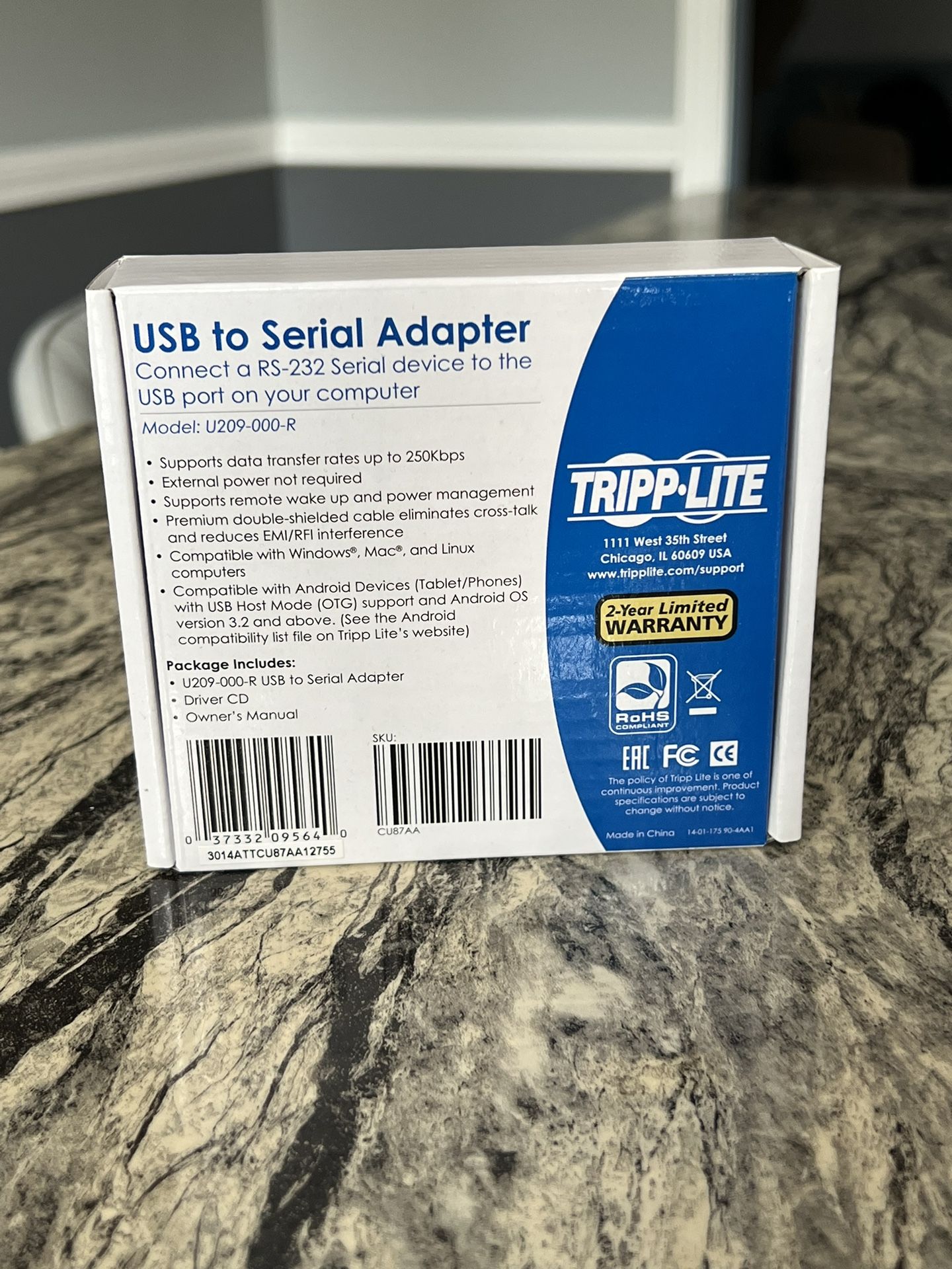Tripp-lite USB To Serial Adapter. Connects a RS-232 Device To Your Computer. New.