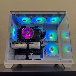 Custom Whiteout Ryzen RTX Gaming PC Computer – RTX 5060, Ryzen 5 5500, 24GB RAM, 1TB NVMe + 4TB HDD