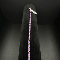 14k yellow gold bracelet W amethyst stones 