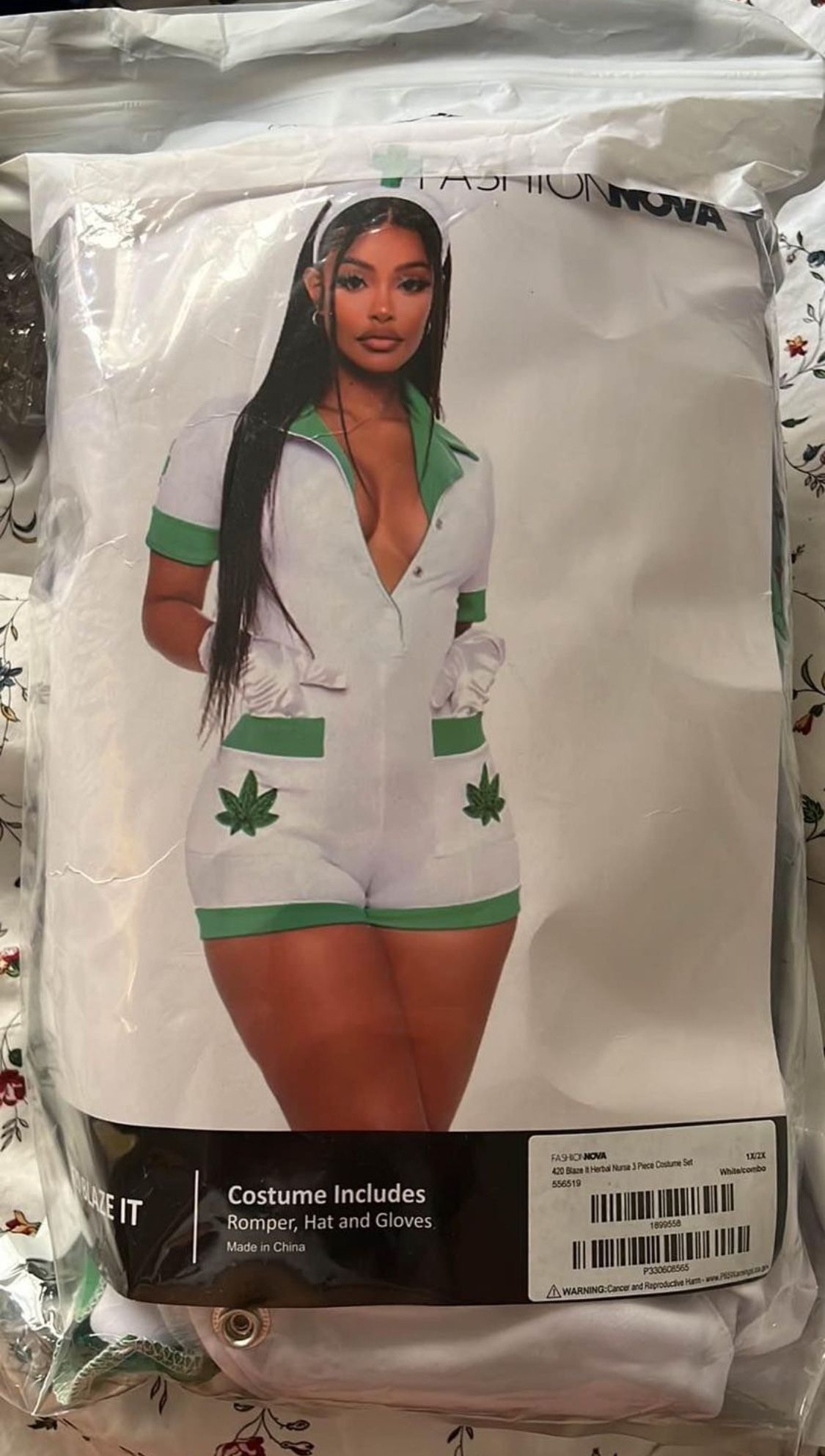 Brand New Fashion Nova 420 Blaze It Nurse Costume Size 1X-2X