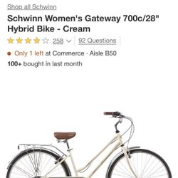 New - Schwinn Women’s Gateway 700c/28” Cream Bicycle Bike