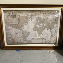 Beautiful Wood Framed Map Exc