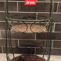 Vintage Wrought Iron Wicker Basket