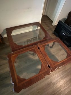 brown glass tables