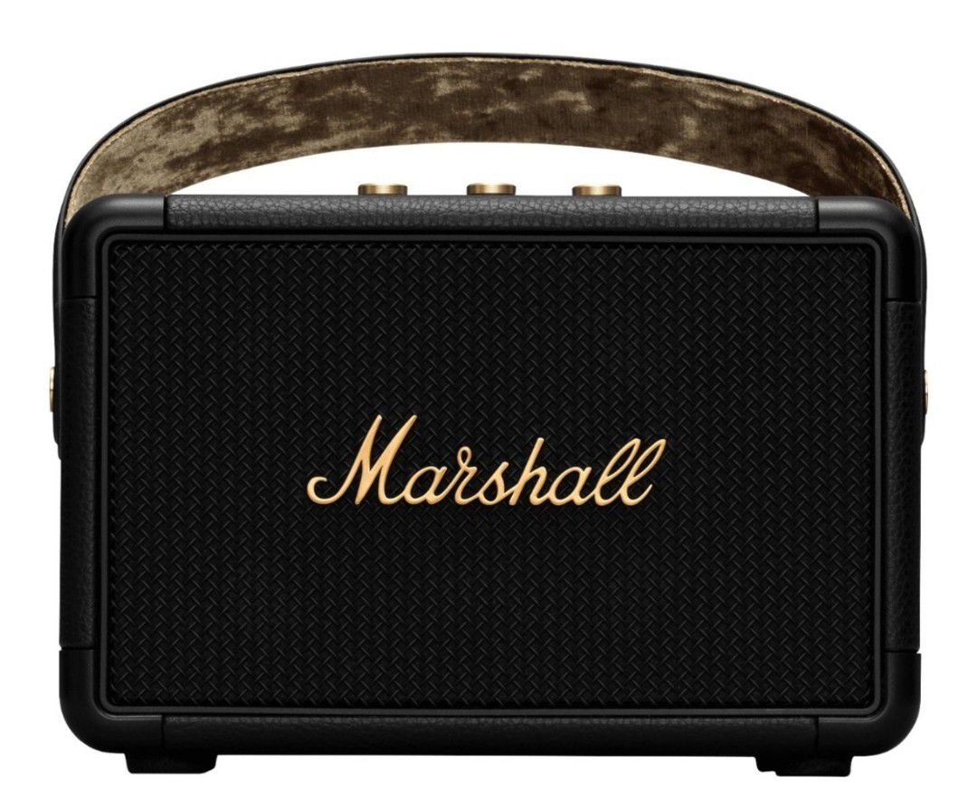 Marshall - Kilburn II Portable Bluetooth Speaker - Black/Brass. There only one imperfection in the bottom as shown in pictures.  Comes with power cabl