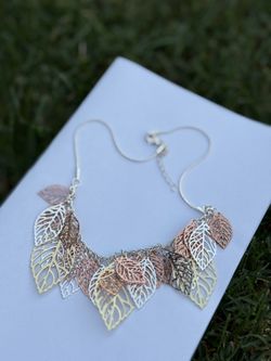 Vintage Tri Color Leaf Necklace