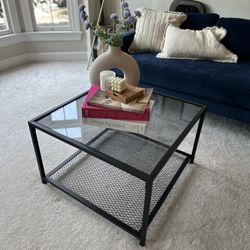 Modern Glass Coffee Table with Storage - Pick Up