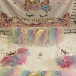 Twins Unicorn Theme First Birthday Decorations 