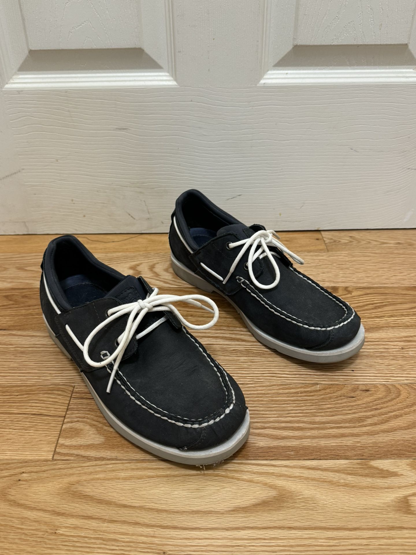 Mens Timberland Loafers Boat Leather Navy Casual Shoes Size 9M