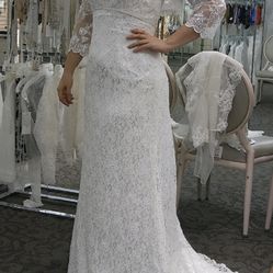 Modest Lace Wedding Dress w/ Lace Jacket– Elegant Vintage Style