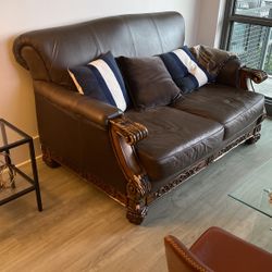 Cozy and Deep Calf Skin Loveseat 