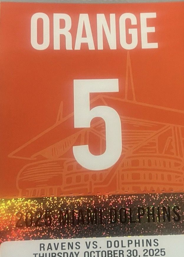 Miami Dolphins Orange parking pass 