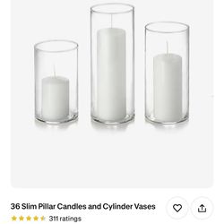 72 Slim Pillar Candles and Cylinder Vases and More!