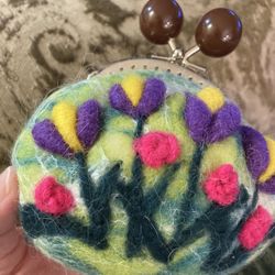 New Needlefelt Floral Coin Purse 