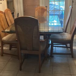 Dining Table Seats 6 Removable Glass Top