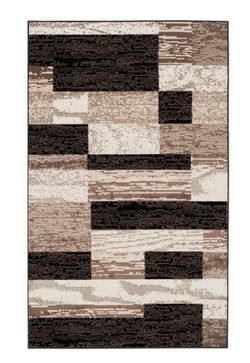 Modern Area Rug Brown Black Geometric Pattern