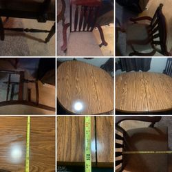 BROYHILL LENOIR VINTAGE DINING ROOM TABLE / 4 CAPTAIN CHAIRS + LEAF A++