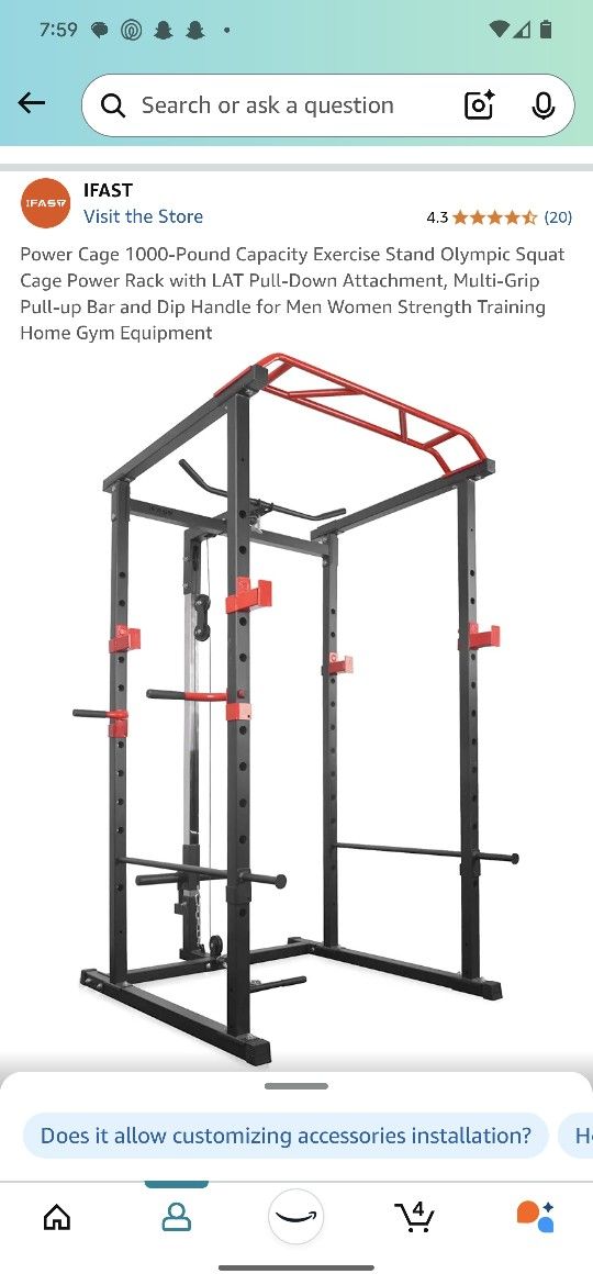 IFAST Power Cage/Squat Rack w/ LAT Pulldown