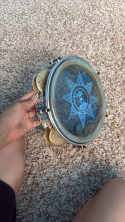 Vintage Alexandria Egypt Cast Aluminum Riq Tambourine - 9”