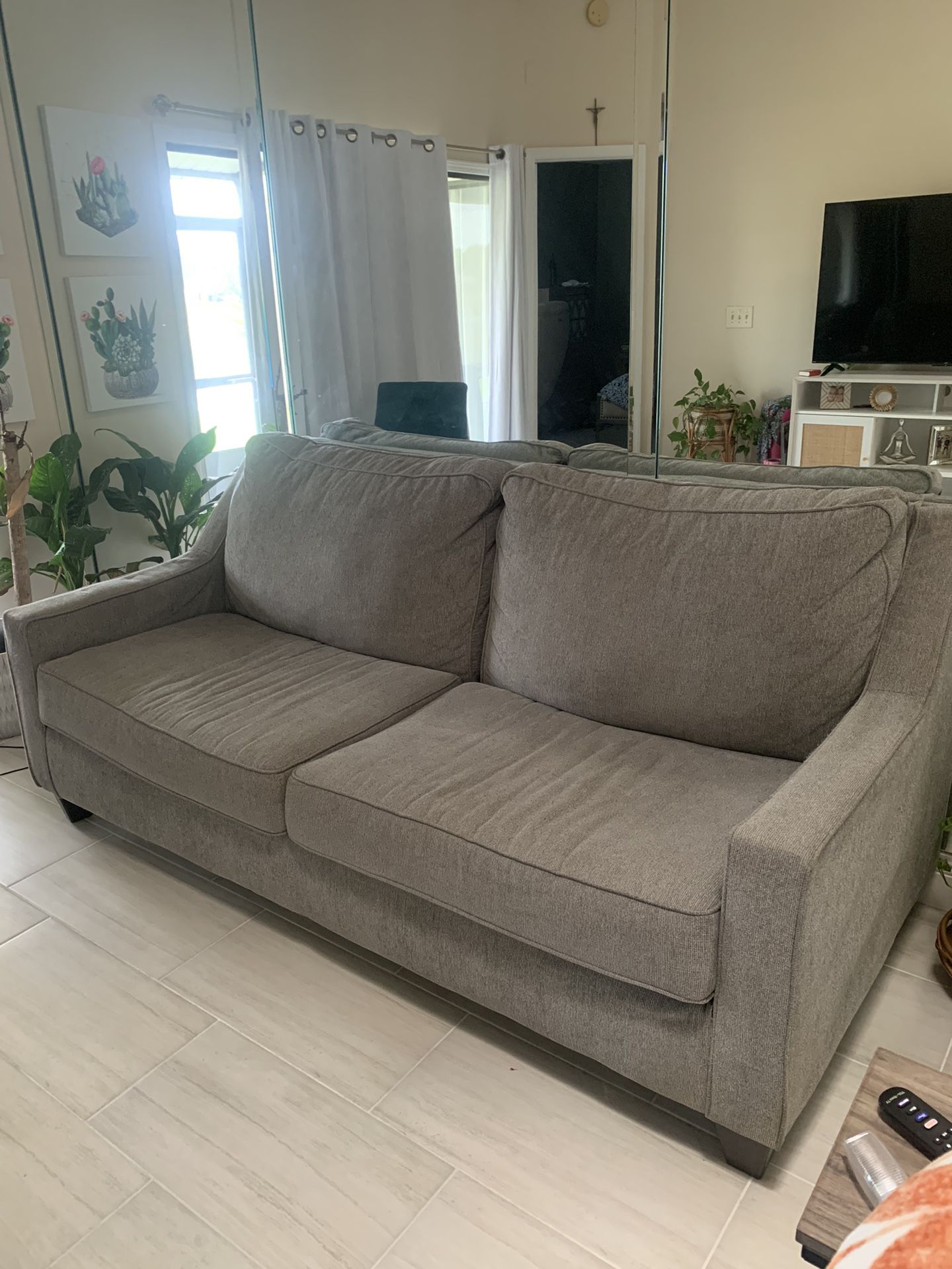 Grey Woven fabric Couch Sofa