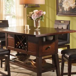 Walstead Place Black 5-Piece Counter Height Dining Set with Black Barstools for Sale!