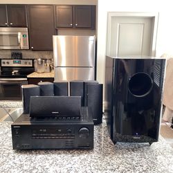 Onkyo Home Theater HT-R398 AV Receiver Bluetooth HDMI 4K with Surround Sound Speakers and Subwoofer