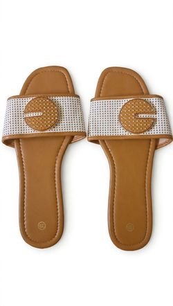 Flat Slide Sandals with Woven Strap