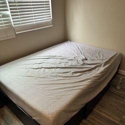 Full size platform bed frame with 3 storage drawers