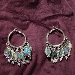 Abalone And Swarovski Handmade Earrings 