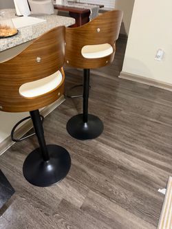 Mid-Century Modern Adjustable Bar Stools – Set of 2