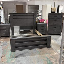 Ashley Bedroom Set; Queen Bed Frame, 2 Nightstands, Dresser
