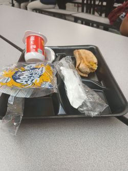 Half eaten school lunch