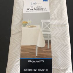 Brand new! Mainstays Herringbone PEVA Tablecloth, Beige, 60"W x 84"L