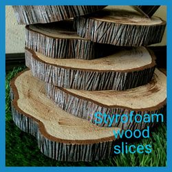 Styrofoam tree wood slices stumps wedding decorations centerpiece cake cupcake stand tower display party favors placecard chargers